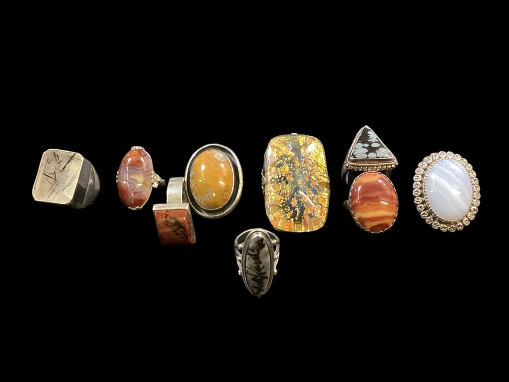 Nine Sterling and Gemstone Rings (1 of 8)