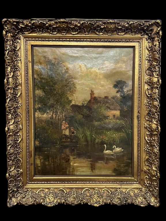 Children by Pond with Swans, Ernest C. Walbourn (1 of 6)