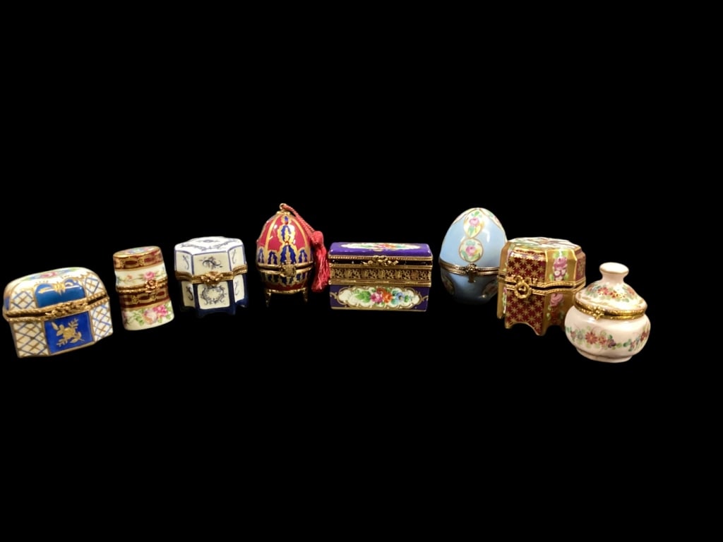 Eight Limoge Porcelain Trinket Boxes (1 of 10)