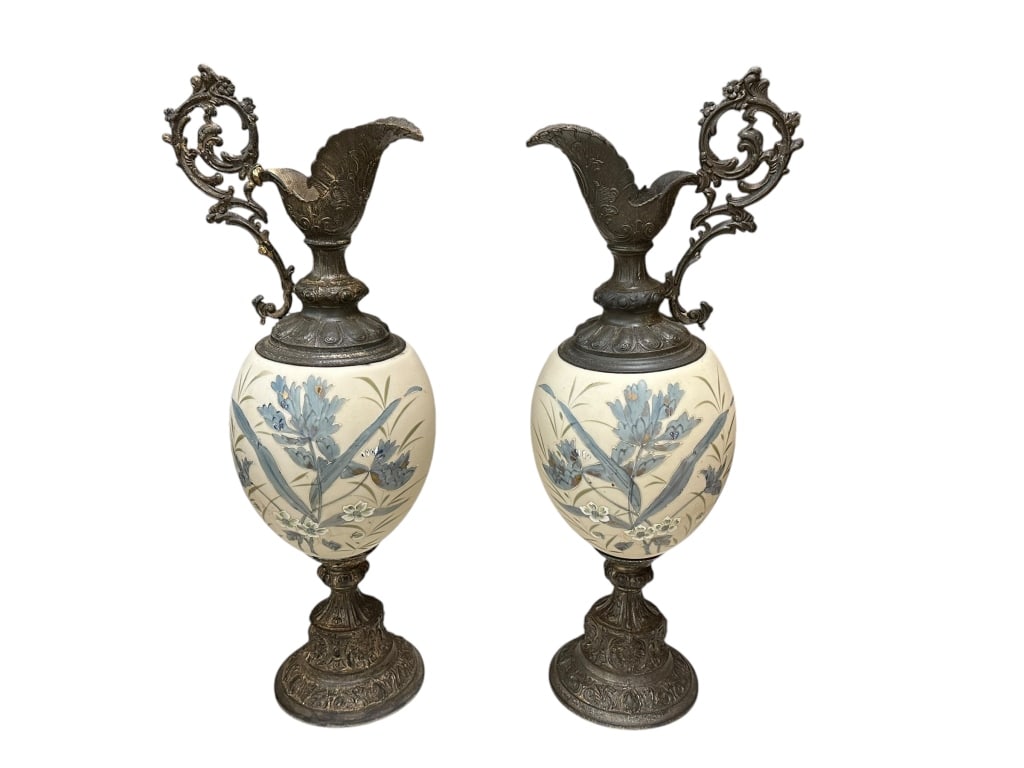 Pair Victorian Glass Garniture Ewers (1 of 6)