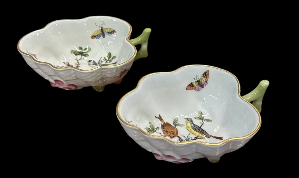 Pair Herend Rothschild Leaf Bowls (1 of 6)