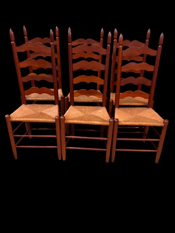 Set of 6 Solid Cherry Woody Ladder Back Chairs (1 of 3)