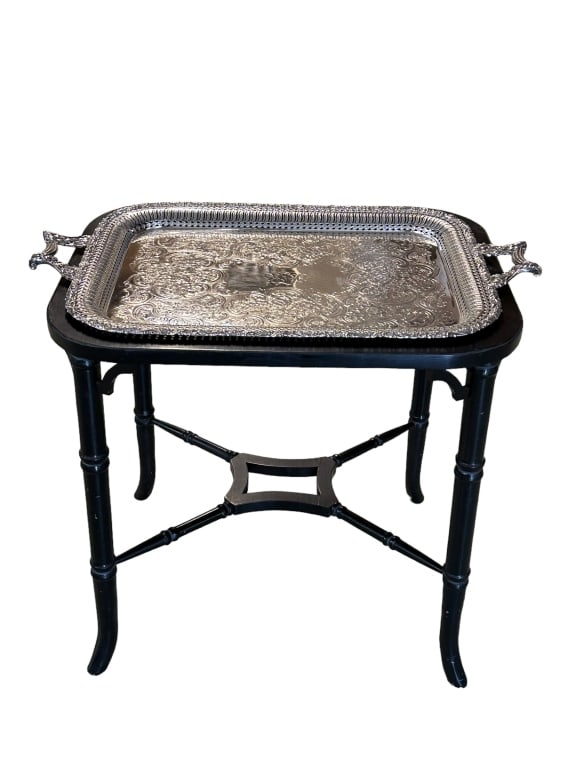 Ellis Barker English Silverplate Tray w/ Stand (1 of 6)