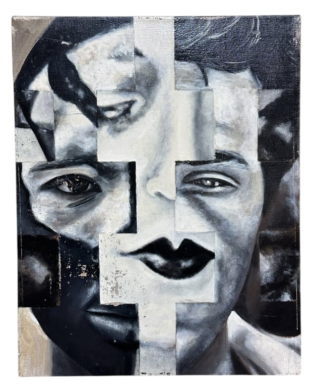Boop, Frank Holliday: American, b. 1957..oil on pieced linen, pencil signed / titled/ dated 96 on verso, unframed..paint loss, abrasions..canvas 20.25H x 16.25W x 1.25D inches Line Item # 1