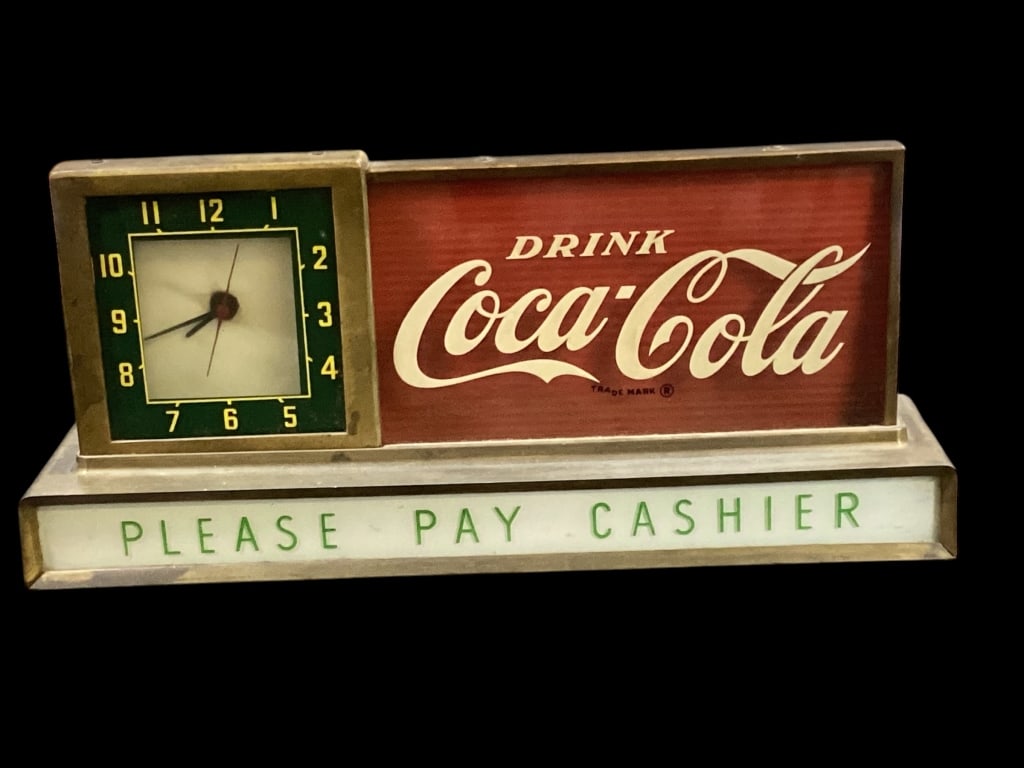 Vintage Coca Cola Soda Fountain Sign with Clock (1 of 5)