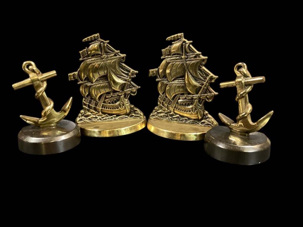 Two Sets Brass Bookends (1 of 5)