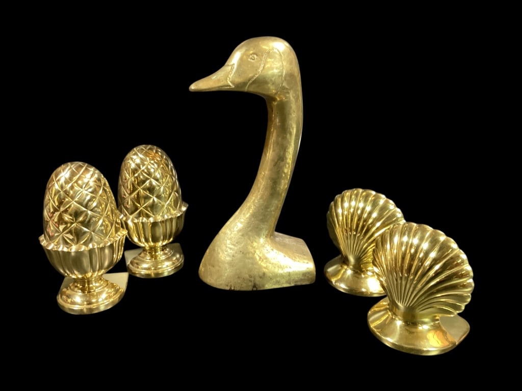 Brass Duck Head Door Stop, Two Pair Book Ends (1 of 5)