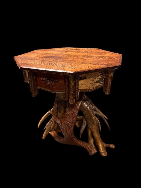 Rustic Octagonal Side Table (1 of 4)