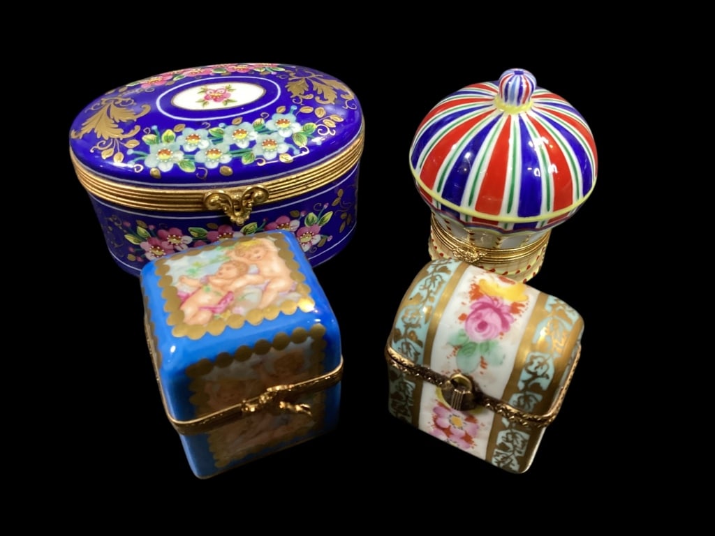 Four Limoge Porcelain Trinket Boxes (1 of 6)