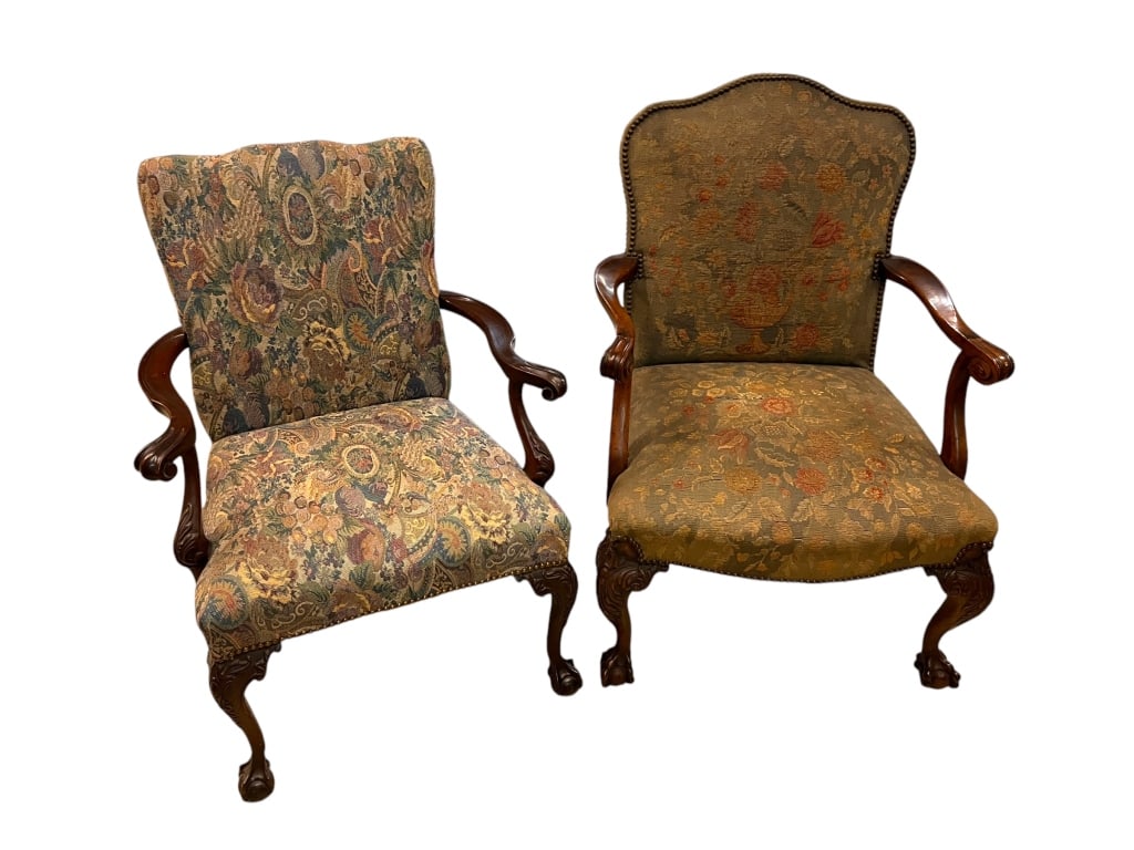Pair Centennial Chippendale Open Armchairs (1 of 4)