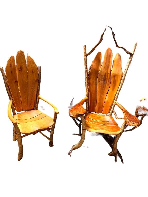 His  & Hers Twig Lodge Chairs (1 of 4)