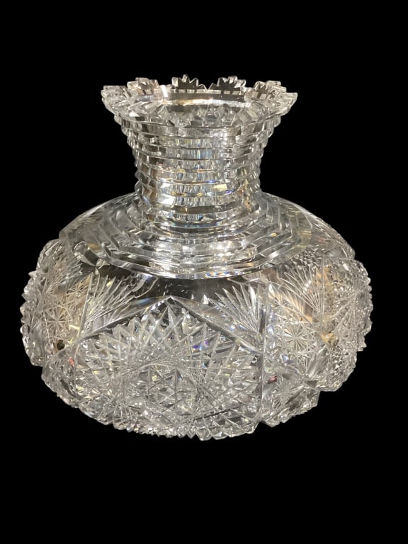 American Brilliant Cut Glass Flower Center Vase (1 of 5)