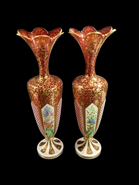 Pair Bohemian Mantle Vases (1 of 5)