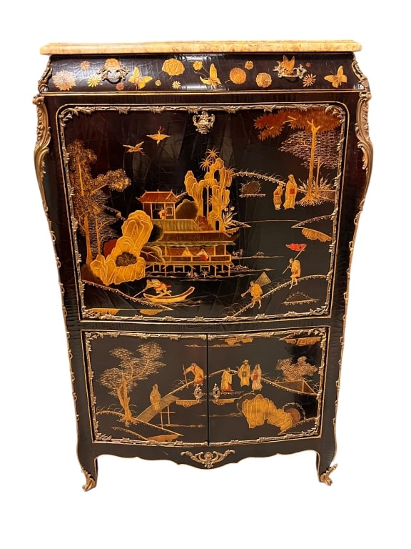 Lacquered & Decorated  Asian Cabinet (1 of 4)