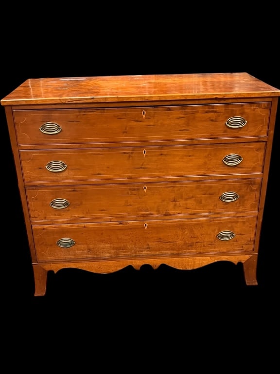 Cherry Chippendale Inlaid Chest (1 of 4)
