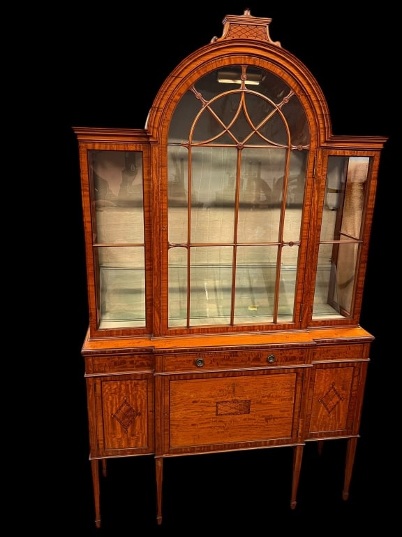Inlaid Flame Mahogany Curio Cabinet (1 of 4)
