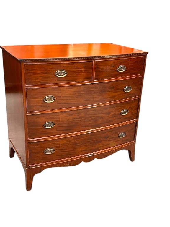 British Bow Front Inlaid Chest (1 of 4)