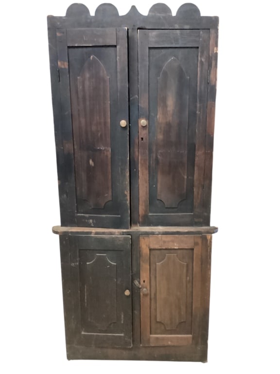 Folky Poplar and Pine Step Back Cupboard (1 of 7)