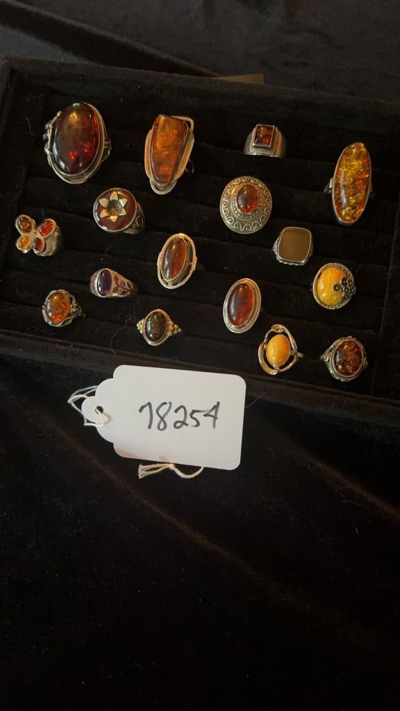 Carnelian & Amber Silver Bold Rings (1 of 4)