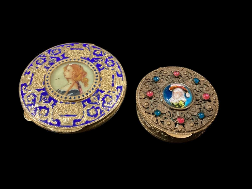 Two Continental Enameled Portrait Compacts (1 of 9)