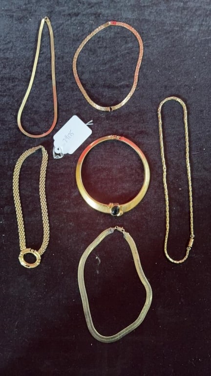 Gold fashion jewelry: High quality: Monet onyx slide, 4 gold filled necklaces and a gorgeous rose gold filled Garnet necklace