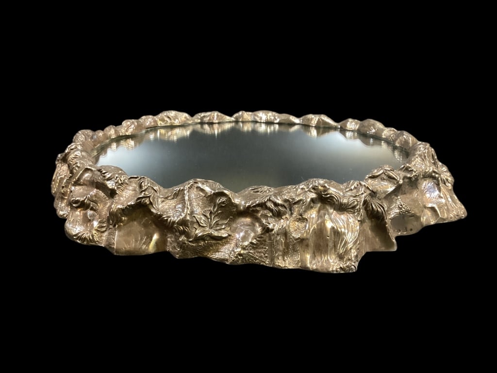 Victorian English Silver Plated Mirrored Plateau (1 of 5)