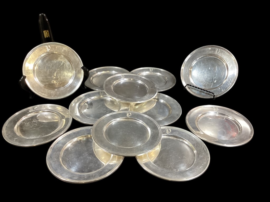 Set of Twelve Sterling  Bread Plates (1 of 5)