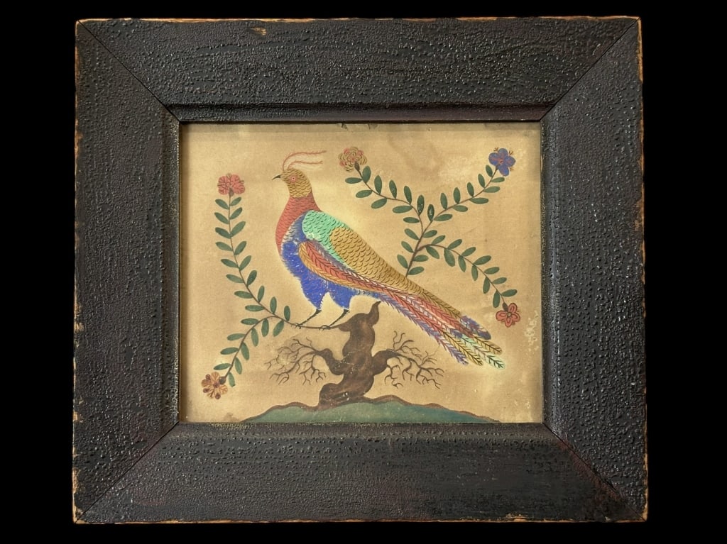 Antique Watercolor of Perched Peacock (1 of 5)
