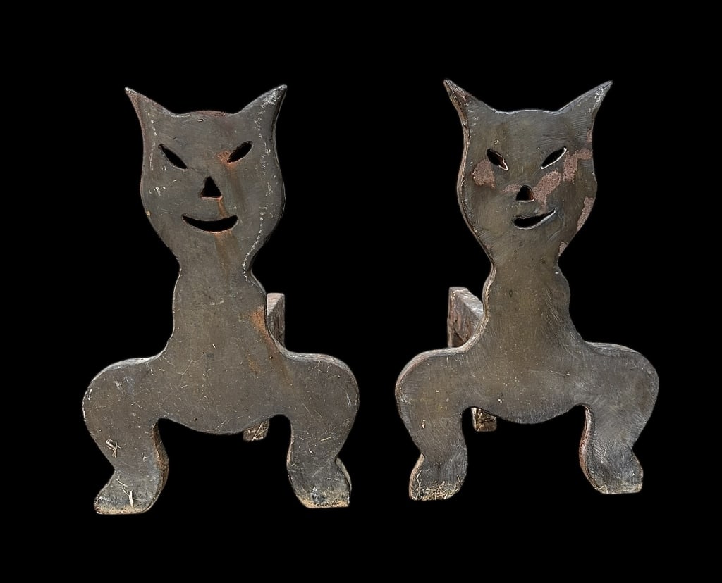 Pair Cheeky Cat Andirons (1 of 5)