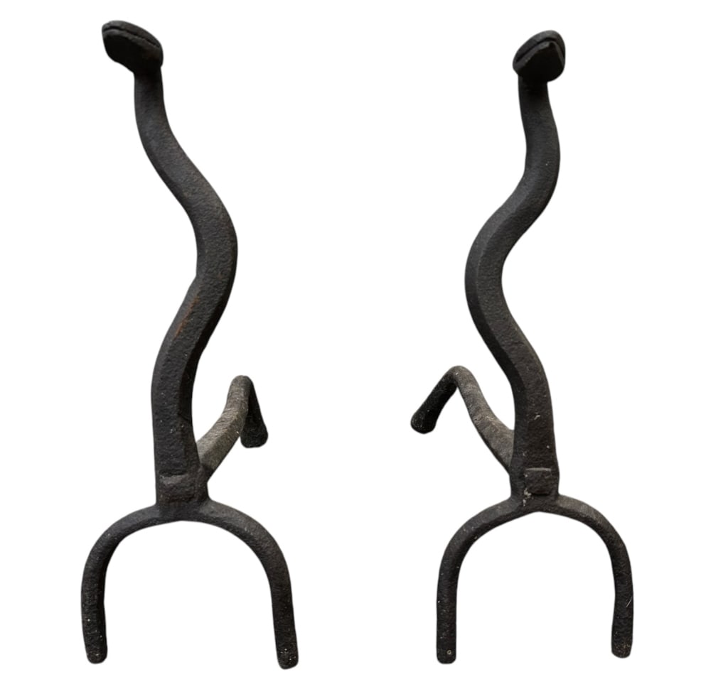 Pair Antique Snake Form Andirons (1 of 4)