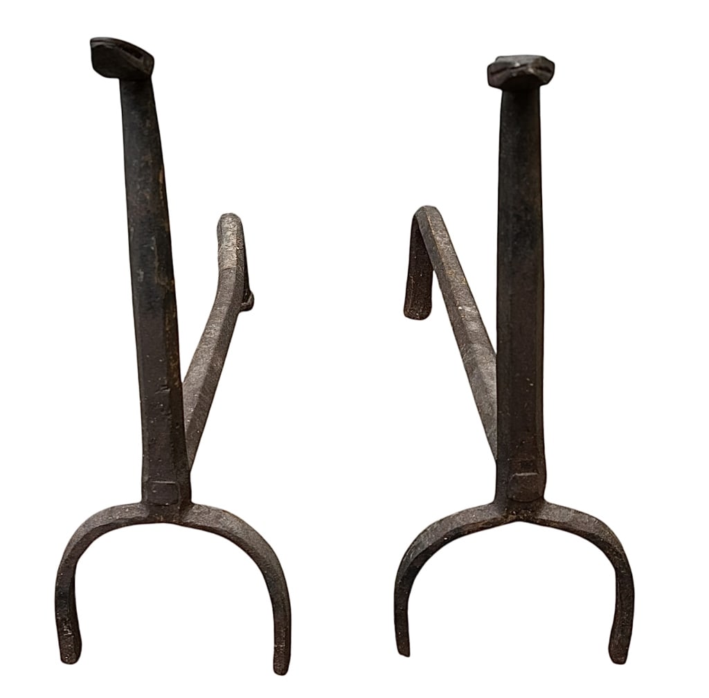 Pair Wrought Iron Snake Form Andirons (1 of 4)