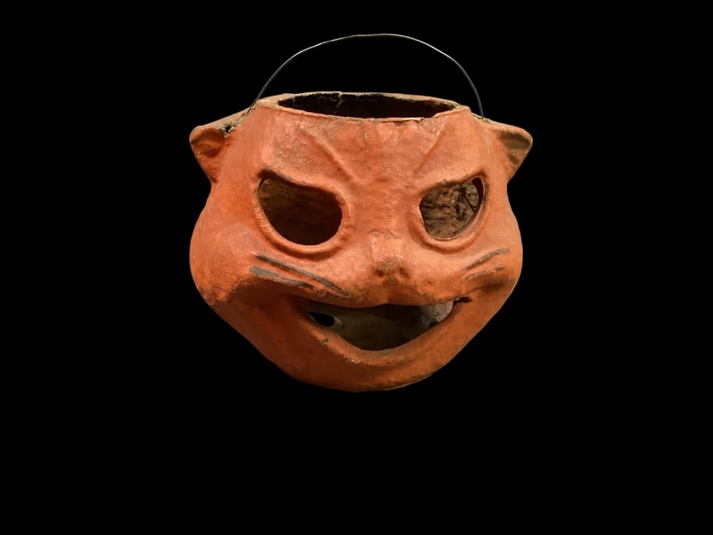 Antique Paper Mache Cat Jack O Lantern (1 of 6)