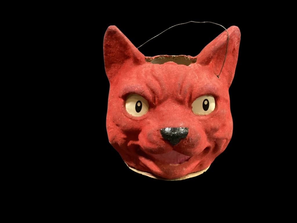 German Flocked Cat Face Jack O Lantern (1 of 7)