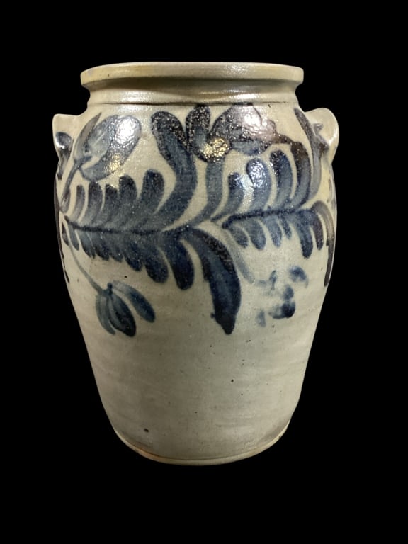 Salt Glazed Cobalt Decorated Crock (1 of 5)
