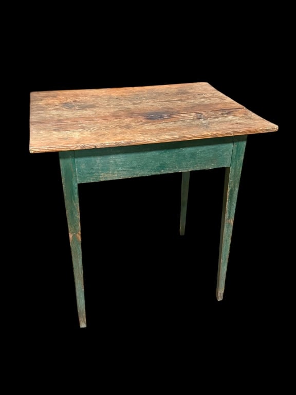 Federal North Carolina Stand: Mid 19th C, Original paint, two board top with some separation, cut nails, 31 tall x 30 wide x 24 deep
