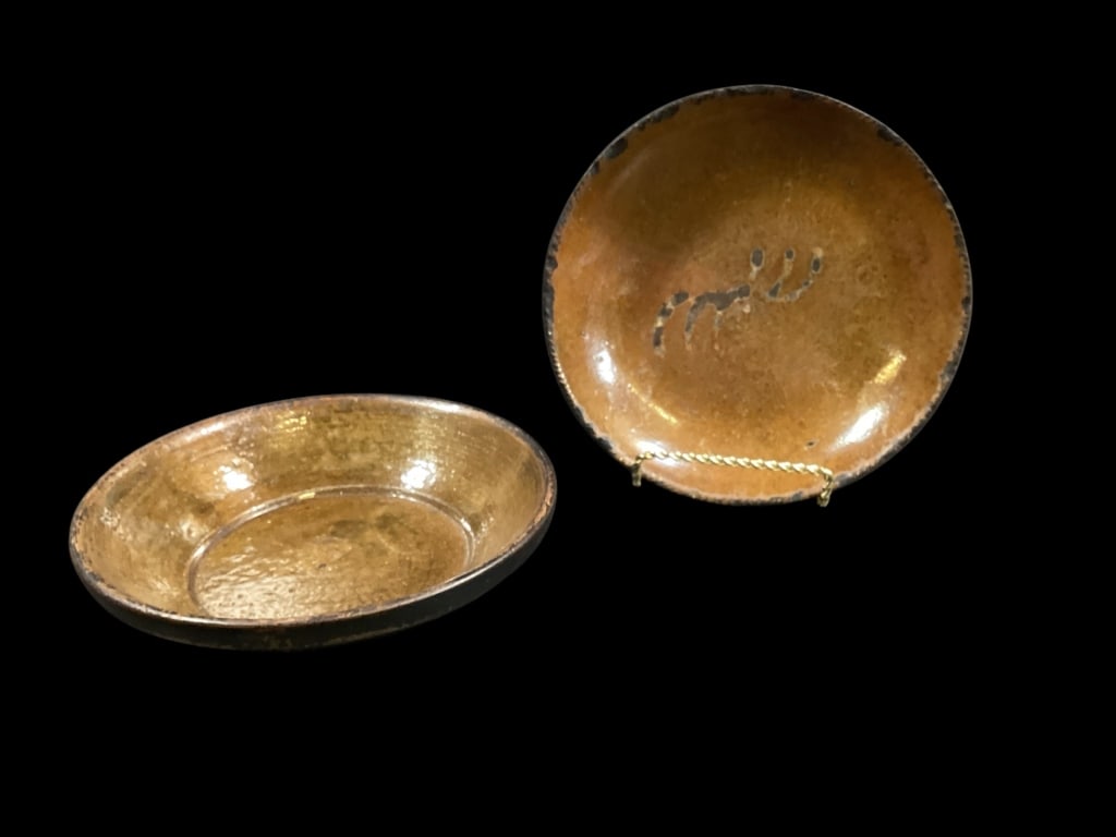 Two Primitive Redware Dirt Dishes (1 of 6)