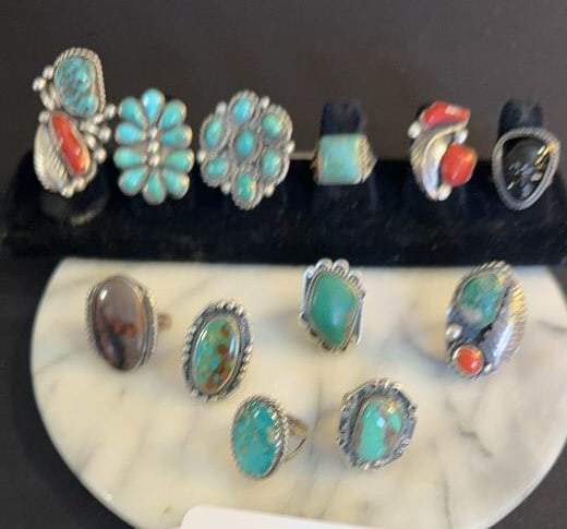 Turquoise & coral ring  collection (1 of 4)