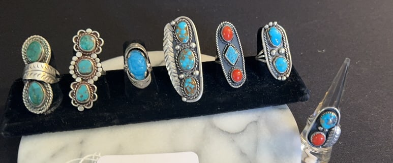 Turquoise & coral rings (1 of 5)