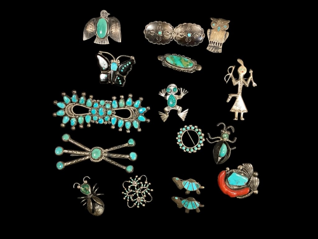 Sixteen Pieces Turquoise and Sterling Jewelry (1 of 8)