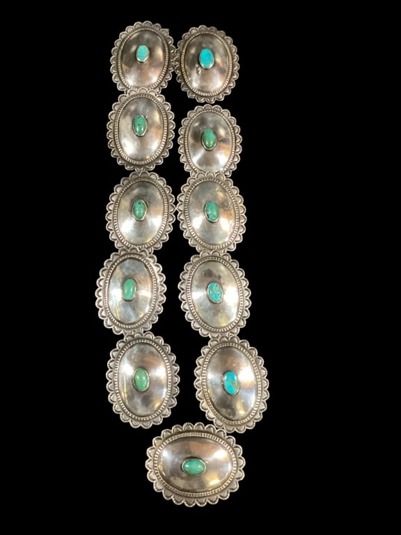 Vintage Sterling and Turquoise Conchos (1 of 6)