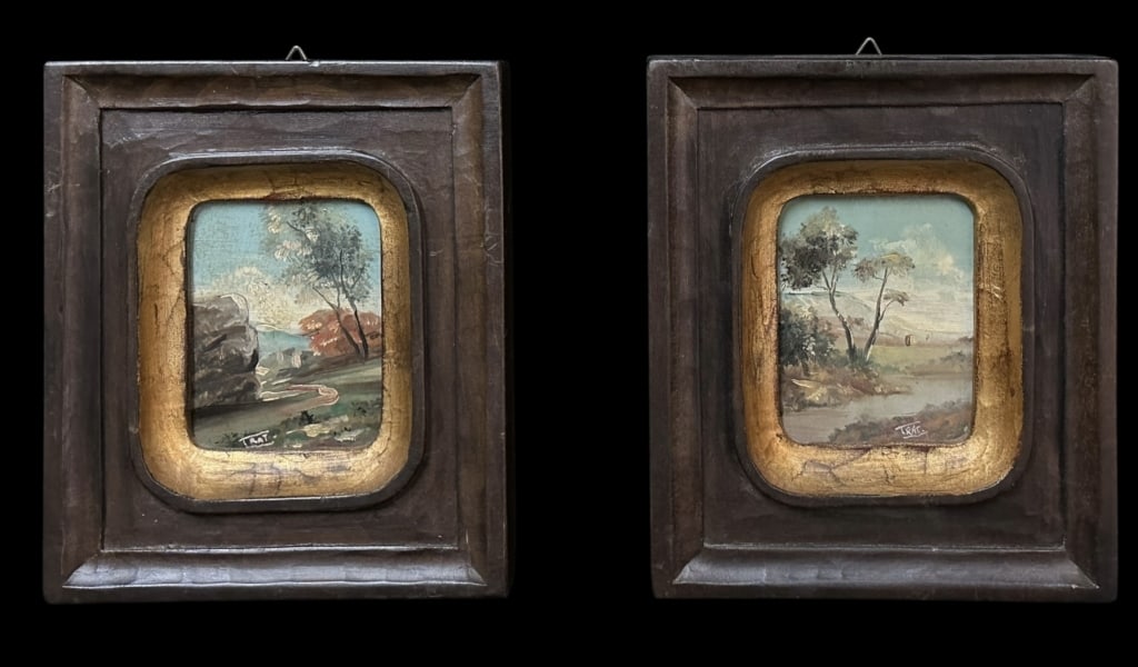 Pair Diminutive Paintings on Panel (1 of 6)