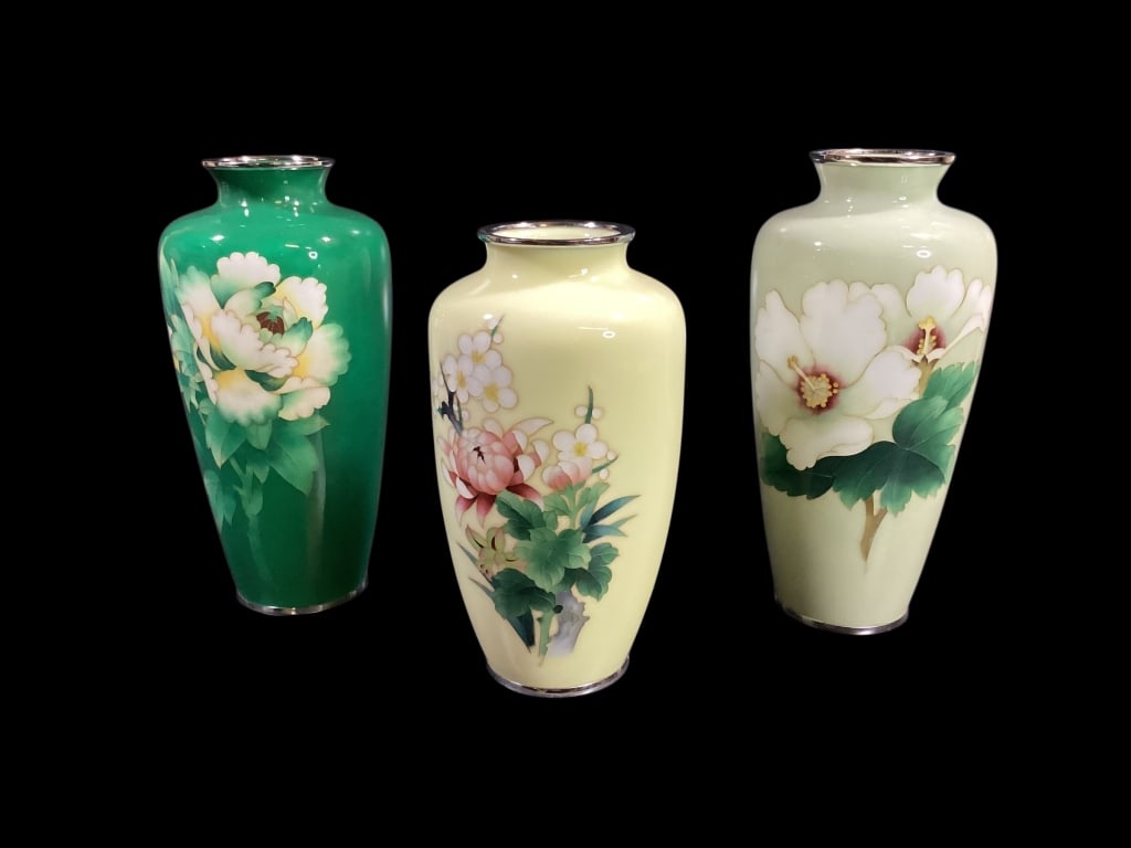 Three Cloisonne Enamel Vases (1 of 8)