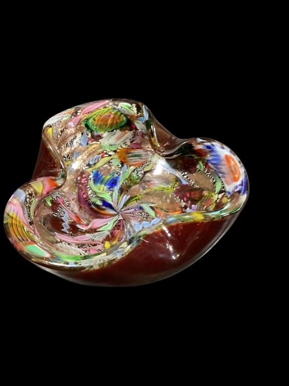 Avem Bizantino Bowl: Murano Italy, beautiful MCM Art glass, attributed to Giuliano Radi, 7 inches, * base scuff,scratches