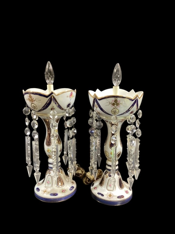 Pair Bohemian Overlay Lusters (1 of 5)