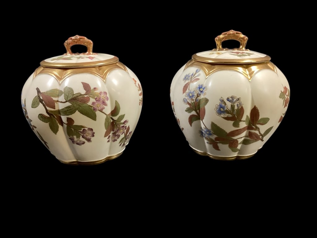 Near Pair Royal Worcester Biscuit Jars (1 of 5)
