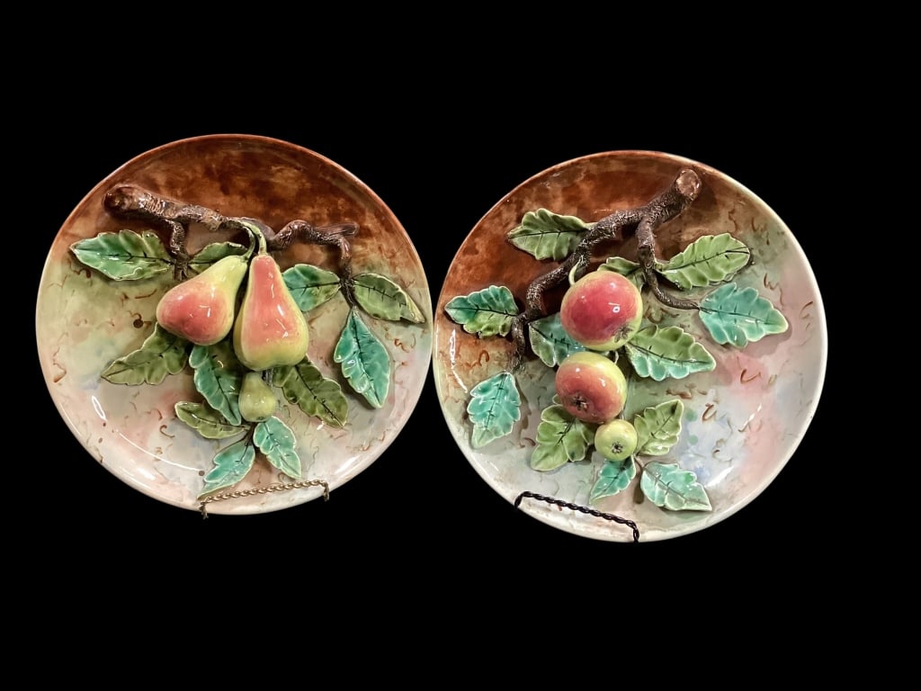 Pair French Majolica Wall Plaques (1 of 5)