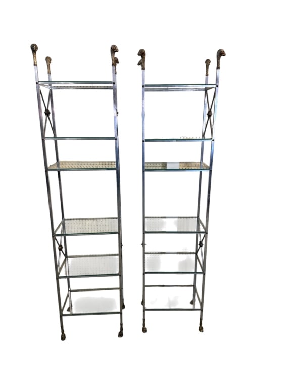 Pair Stainless and Brass Etageres (1 of 4)