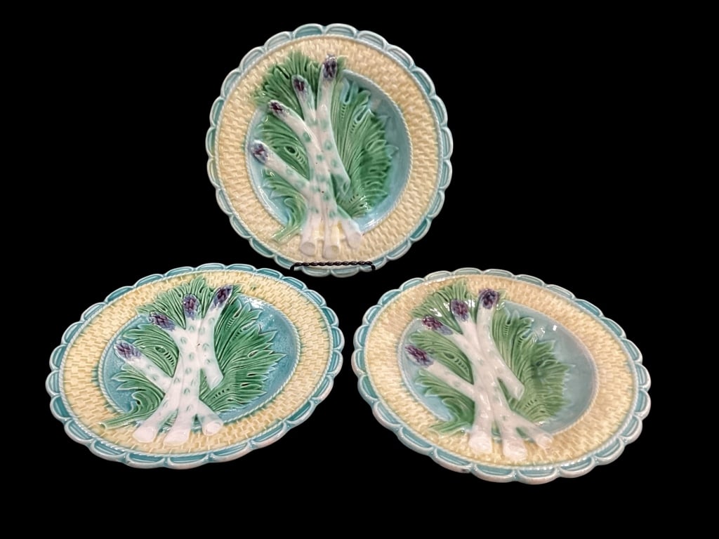Three French Majolica Asparagus Plates (1 of 3)