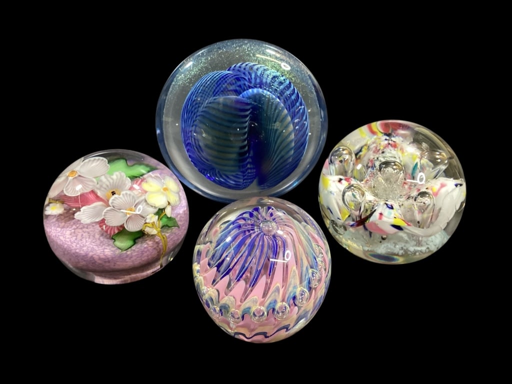 Four Art Glass Paperweights (1 of 9)