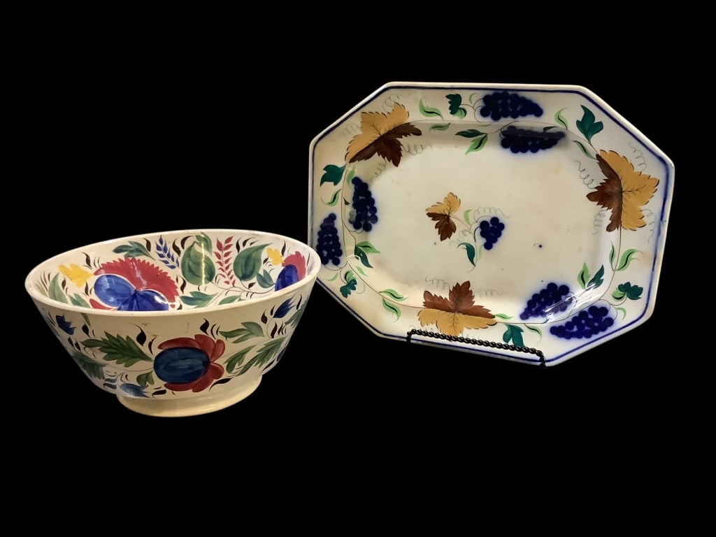 Gaudy Ironstone Bowl, Platter (1 of 6)